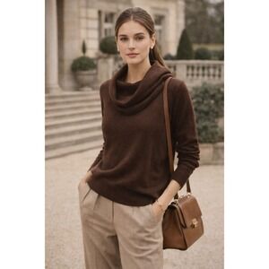 Lauren Ralph Lauren Cowl Neck Sweater Brown Cotton Blend Women's XL